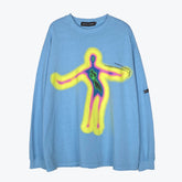 Men Long Sleeve T Shirt Thermal Imaging Printing Loose Base Shirt